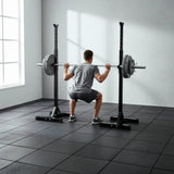 Adjustable Squat Rack Pair Steel Barbell Bench Press Stands Gym Home
