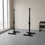 Adjustable Squat Rack Pair Steel Barbell Bench Press Stands Gym Home - Front View