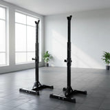 Adjustable Squat Rack Pair Steel Barbell Bench Press Stands Gym Home