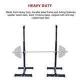 Adjustable Squat Rack Pair Steel Barbell Bench Press Stands Gym Home - Close-Up Angle