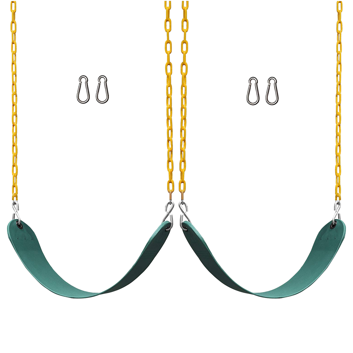 2 Pack Heavy Duty Playground Swing Seats with 66 Inch Plastic Coated Chains for Outdoor Backyard Play