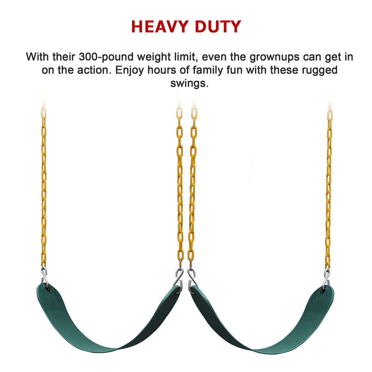 2 Pack Heavy Duty Playground Swing Seats with 66 Inch Plastic Coated Chains for Outdoor Backyard Play