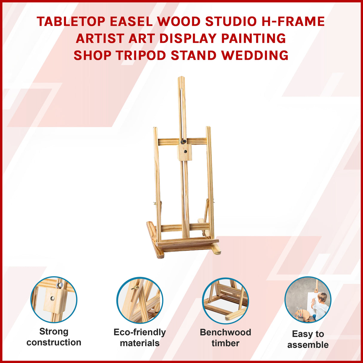 Tabletop Easel Wood Studio H-Frame Artist Art Display Painting Shop Tripod Stand Wedding