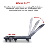 Foldable Hand Flatbed Trolley Cart 6 x 360 Degree Rotating Wheels with Maximum Load 200Kg - Low Angle