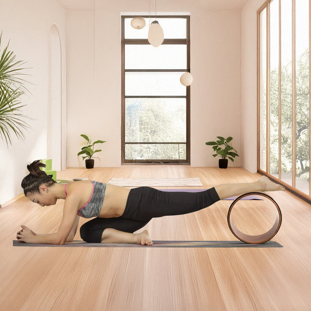 Yoga Pilates Wheel Cork Circle Prop Back Chest Hips Abdomen Stretch Roller