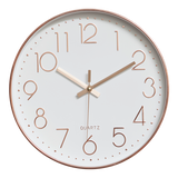 Modern Rose Gold Wall Clock &ndash; Silent Non-Ticking Quartz Battery Operated Design