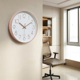 Modern Rose Gold Wall Clock &ndash; Silent Non-Ticking Quartz Battery Operated Design - Rear View