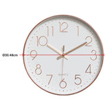 Modern Rose Gold Wall Clock &ndash; Silent Non-Ticking Quartz Battery Operated Design - Low Angle