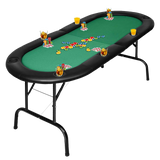 185cm 8 Player Folding Poker Blackjack Table with Cup Holder - Side View
