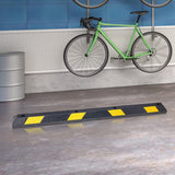 180cm Heavy Duty Rubber Curb Parking Guide Wheel Driveway Stopper Reflective Yellow - Front View
