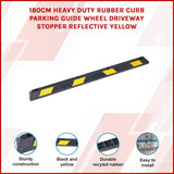 180cm Heavy Duty Rubber Curb Parking Guide Wheel Driveway Stopper Reflective Yellow - Close-Up Angle