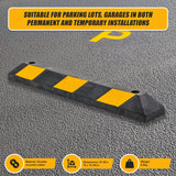 90cm Heavy Duty Rubber Curb Parking Guide Wheel Driveway Stopper Reflective Yellow - 45-Degree Angle