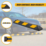 90cm Heavy Duty Rubber Curb Parking Guide Wheel Driveway Stopper Reflective Yellow - Close-Up Angle