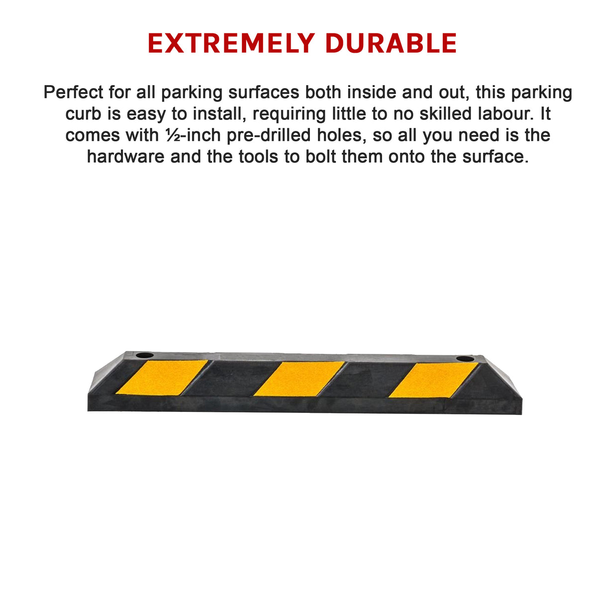 90cm Heavy Duty Rubber Curb Parking Guide Wheel Driveway Stopper Reflective Yellow