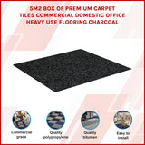 5m2 Box of Premium Carpet Tiles Commercial Domestic Office Heavy Use Flooring Charcoal - Side View