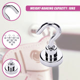 10x Strong Rare Earth N38 Neodymium Magnetic Hanger Holder 10kg Magnet Hooks - Close-Up Angle