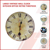 Large Vintage Wall Clock Kitchen Office Retro Timepiece - Front View