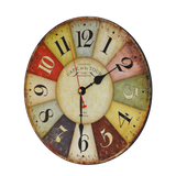 Large Colourful Wall Clock Kitchen Office Retro Timepiece - Side View