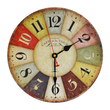 Large Colourful Wall Clock Kitchen Office Retro Timepiece - Top-Down View