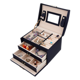Jewellery Storage Box Girls Rings Necklaces Display Organiser Storage Case - Rear View