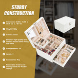Jewellery Storage Box Girls Rings Necklaces Display Organiser Storage Case - Front View