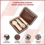 4 Watch Box Display Travel Case PU Leather - Front View