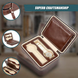 4 Watch Box Display Travel Case PU Leather - Low Angle