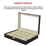 Watch Box - 24 Slot Luxury Display Case With Framed Glass Lid - Extra Image