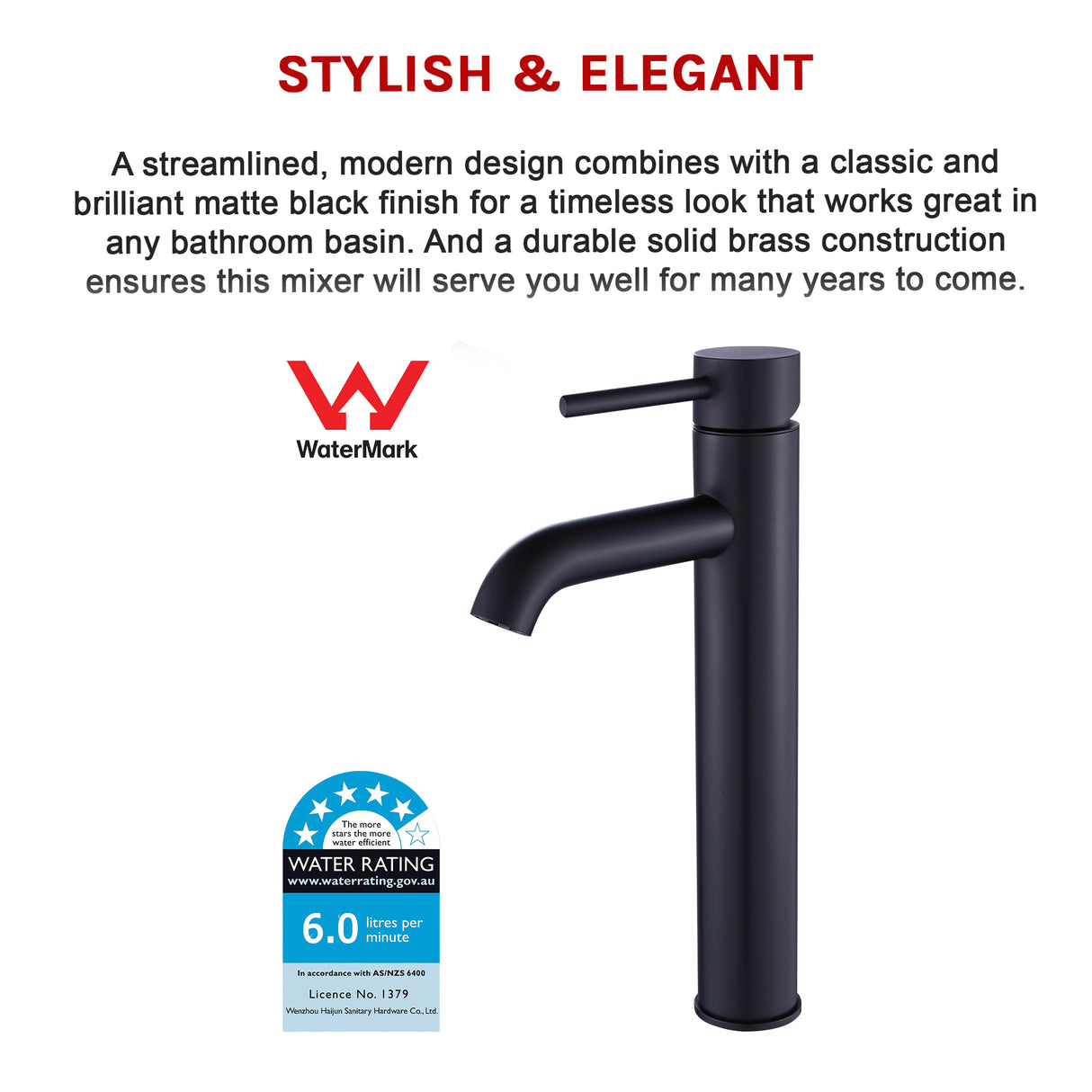 Tall Basin Mixer Tap Faucet -Kitchen Laundry Bathroom Sink