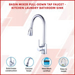 Basin Mixer Pull-Down Tap Faucet -Kitchen Laundry Bathroom Sink