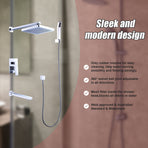8" Rain Shower Head Straight Wall Arm Mixer Set Wall Bath Spout Outlet Tap