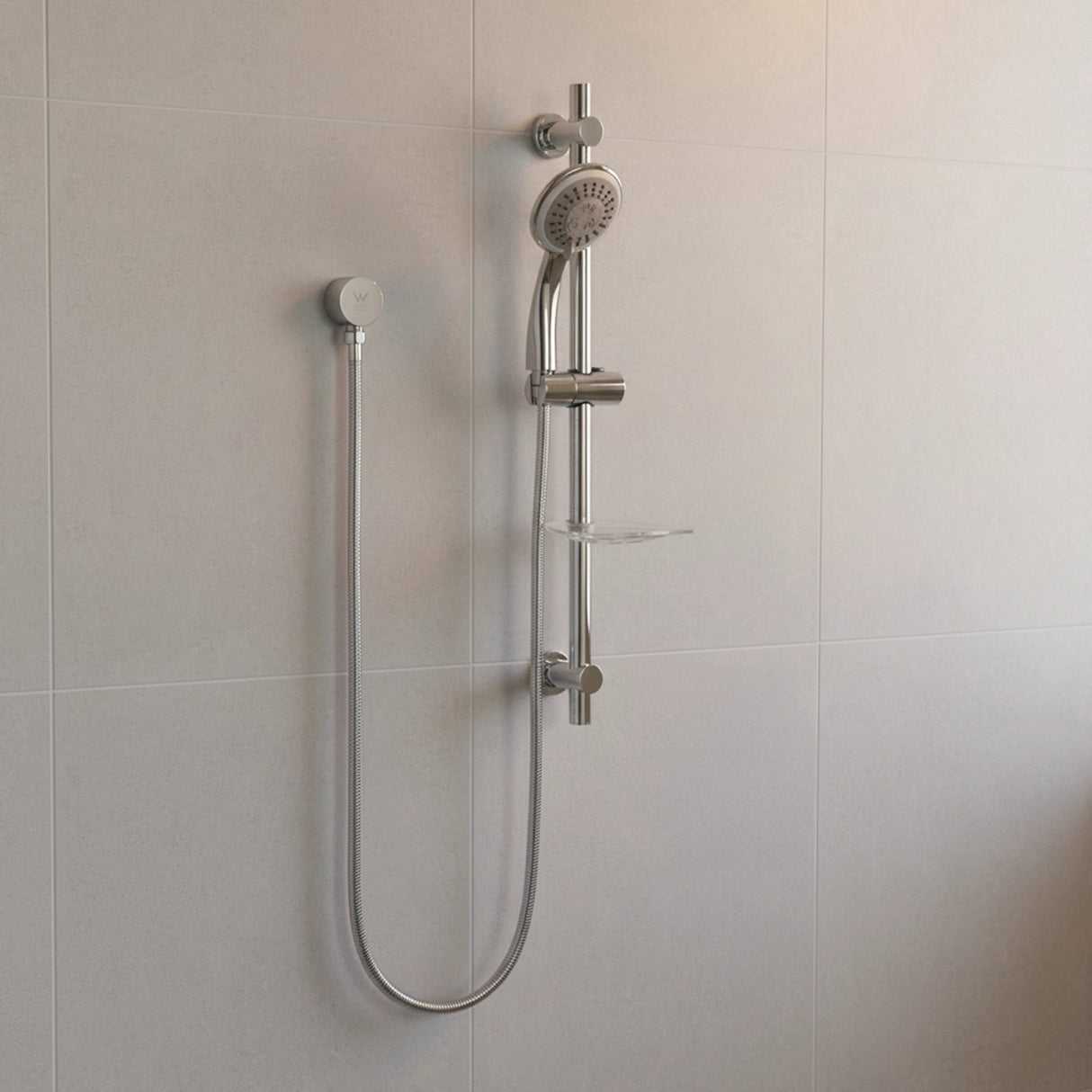 Hand Held Shower Rail Soap Dish Bathroom Set