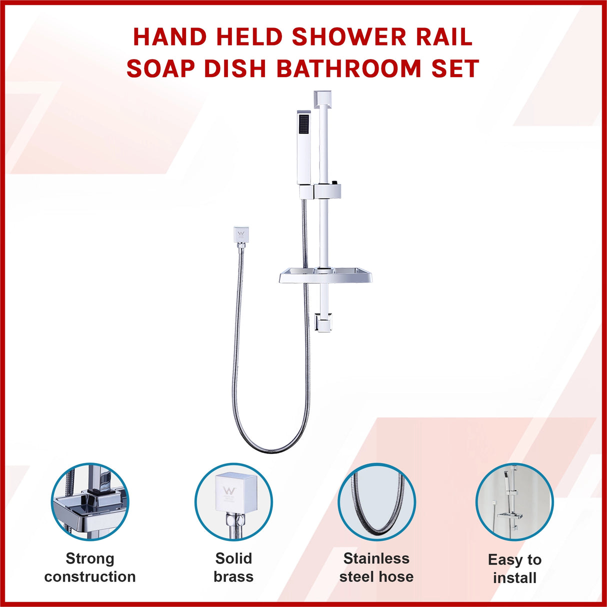 Hand Held Shower Rail Soap Dish Bathroom Set