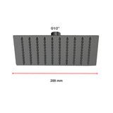 200mm Shower Head Square 304SS Electroplated Matte Black Finish - Extra Image