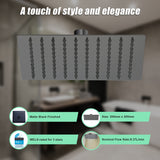 200mm Shower Head Square 304SS Electroplated Matte Black Finish