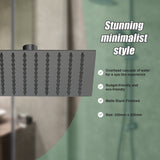 200mm Shower Head Square 304SS Electroplated Matte Black Finish - Close-Up Angle