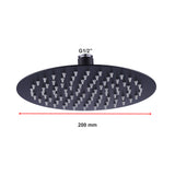 200mm Shower Head Round 304SS Electroplated Matte Black Finish - Extra Image