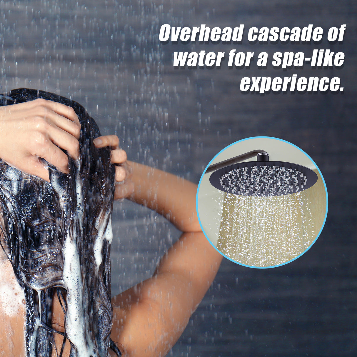 200mm Shower Head Round 304SS Electroplated Matte Black Finish