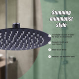 200mm Shower Head Round 304SS Electroplated Matte Black Finish - Top-Down View