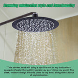 200mm Shower Head Round 304SS Electroplated Matte Black Finish - Rear View