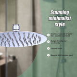 200mm Shower Head Round 304SS Polished Chrome Finish - Front View
