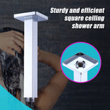 Shower Head Arm Wall Connector Square Bathroom Rainforest ShowerHead - Low Angle