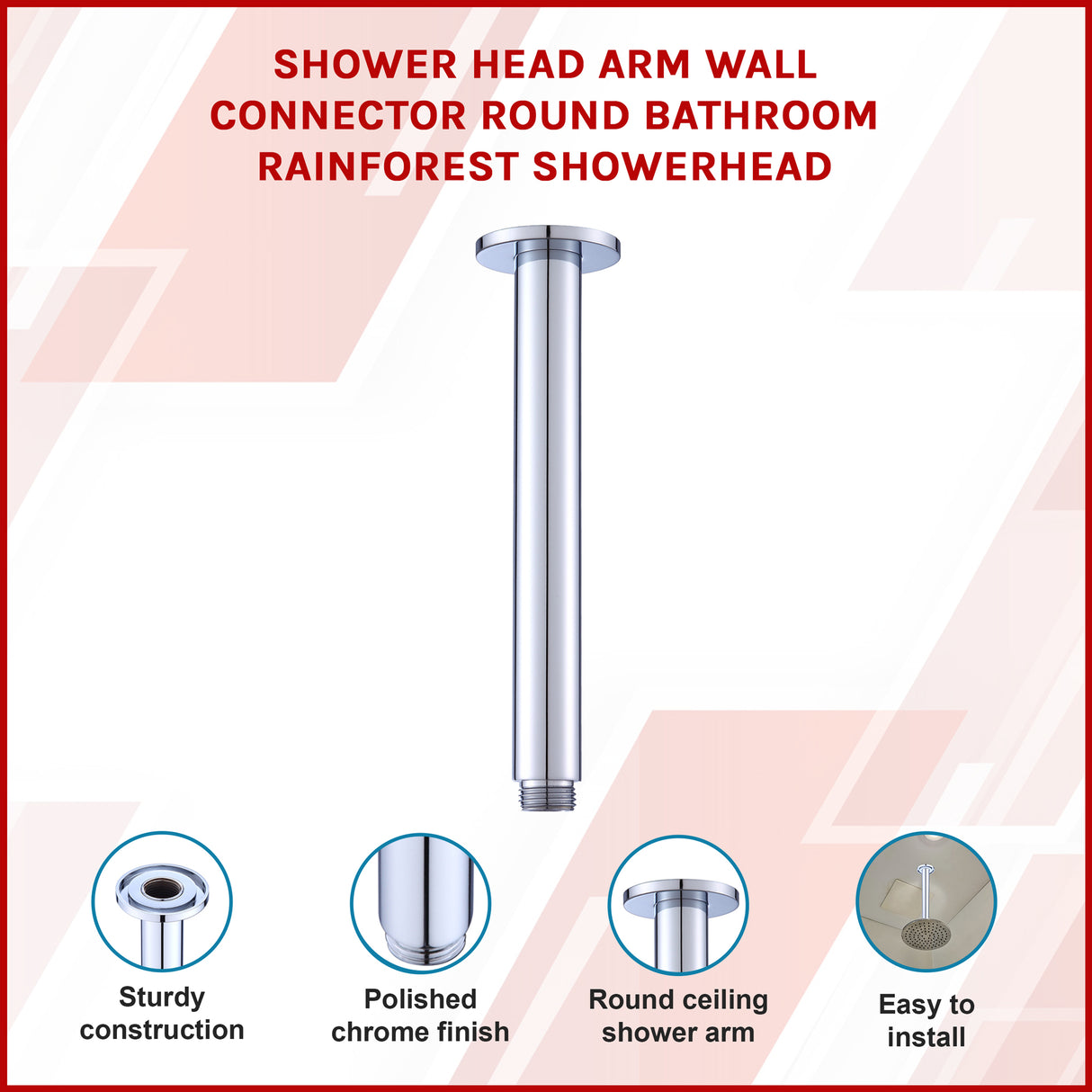 Shower Head Arm Wall Connector Round Bathroom Rainforest ShowerHead
