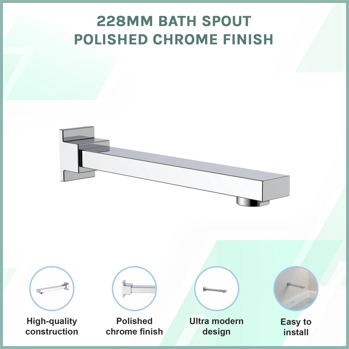 228mm Bath Spout Polished Chrome Finish