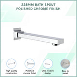 228mm Bath Spout Polished Chrome Finish - Side View