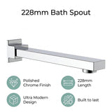 228mm Bath Spout Polished Chrome Finish - Extra Image