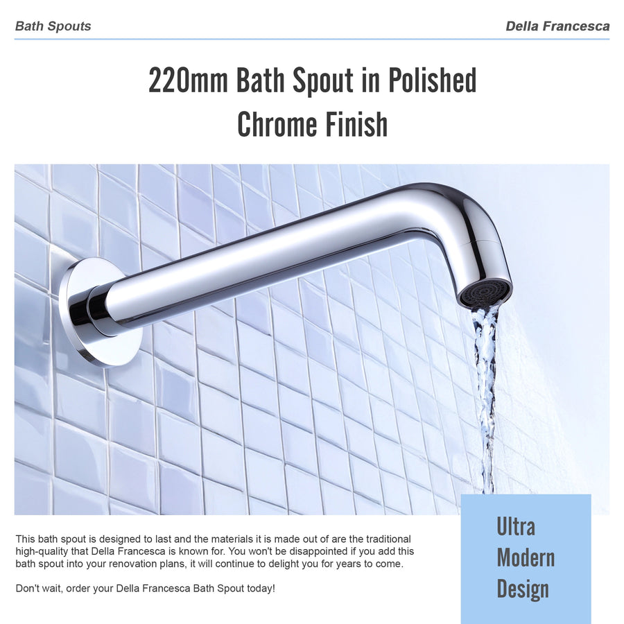 220mm Bath Spout in Polished Chrome Finish
