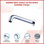 220mm Bath Spout in Polished Chrome Finish