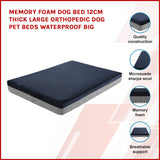 Memory Foam Dog Bed 12CM Thick Large Orthopedic Dog Pet Beds Waterproof Big - Front View