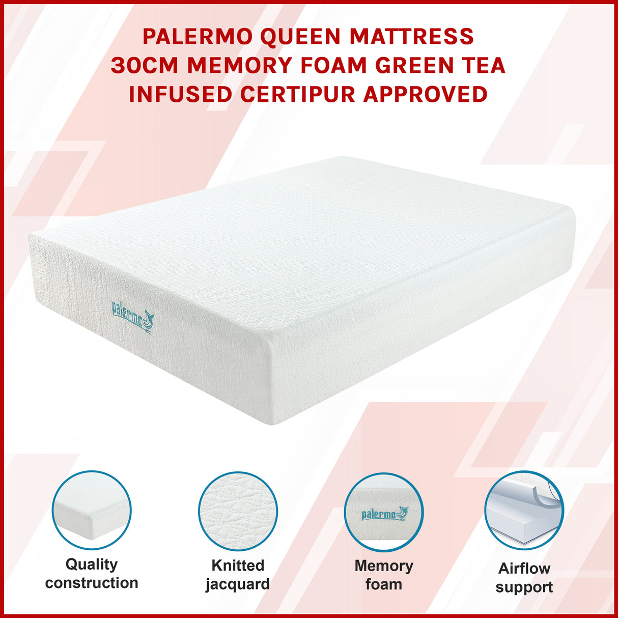 Queen 30cm Green Tea Memory Foam Mattress &ndash; Cooling Comfort with CertiPUR-US&reg; Certified Foam